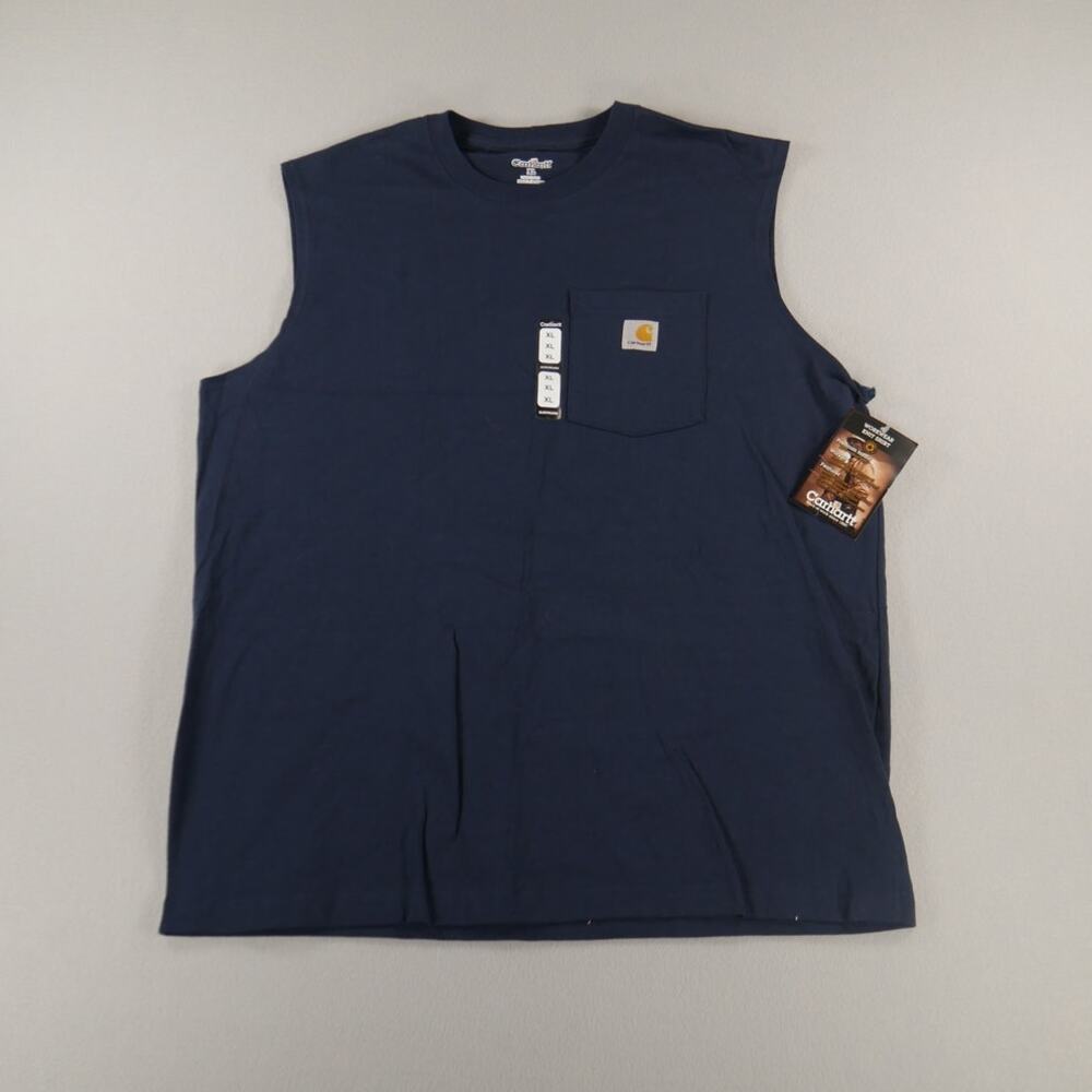 NWT Carhartt Workwear Sleeveless Navy Pocket Tee Mens Size XL Muscle Cotton